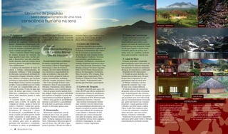 Um centro de propulsão
                             para o desenvolvimento de uma nova
                consciência humana na terra
                                                                                                                                                                               Recepção - Refeirtório                                        Peabiru
                                                                                                                                                        Alto do Monte Crista
                                                                                                                                                              Fevereiro/2008



 O Ambiente                                 se multiplicaram e internacionalizaram.      torneiras. Bolos e pães feitos na hora,     O Centro de Cerimônias
  A experiência Monte Crista é todo um      Monte Crista é frequentado, respeitado       assados em forno à lenha, de man-           Espaço inicialmente projetado para
ambiente que envolve pousada, eco vila,     e admirado em todos os continentes da        dioca, abóbora, integral e caseiros.       o resgate das culturas ancestrais.
produção de orgânicos, tratamento de        terra.                                                                                  Disponibilizado para todos os gru-
dejetos, alimentação, hospedagem, cen-                                                    O Centro de Vivências                     pos que precisam da natureza e seus
tro de vivências, centro de cerimônias,      A Pousada                                     Ambiente específico para receber         elementos nas suas dinâmicas. Possui
centro de terapias e propósito para con-
struir o mundo que queremos.
                                             Uma Montanha Mágica                         grupos, desenvolvimento e aplicação de
                                                                                         dinâmicas e treinamentos. São chama-
                                                                                                                                    círculo para fogueira, casa de lenha,
                                                                                                                                    cachoeira, piscina de pedras, mon-
  Todo o Ambiente Monte Crista surgiu         Um Caminho Milenar                         das de vivências as oportunidades          tanha, mata, rio, caminhos, tenda de
da simples intenção de construir um
lugar agradável para viver, receber pes-
                                               Um Rio Intocável                          oferecidas das mais variadas formas
                                                                                         de abordagens e tradições. Vivências
                                                                                                                                    barro para temazkal e casa de reza.
                                                                                                                                                                               Rio Três Barras
soas e desenvolver com elas relaciona-                                                   para iniciantes, aprofundamento e           A Casa de Reza
mento amoroso, estar em contato com a         Pousada Monte Crista é a definição         formações. Facilitadores, orientadores,     Pensada, projetada e construída
natureza, plantar os próprios alimentos,    do espaço estruturado para rece-             training, terapeutas, instrutores nacio-   para transportar quem nela entra, ao
viver simplesmente.                         ber pessoas e oferecer hospedagem,           nais e internacionais. Xamanismo, Yoga,    elevado nível de vibração alcançada
  A ausência de atividades de lazer, de     alimentação e salas de eventos e             Biodança, Danças Circulares Sagradas,      nos profundos estados de meditação,
carnes e bebidas industrializadas, de       terapias. São bem vindos facilitado-         Reiki, Tai Chi Chuam, Renascimento,        alteração de consciência e celebração.
televisores, telefones e toda tecnologia    res, instrutores e organizadores de          Retiros, Ho Oponopono, Cerimônias,          Inspirada em três observações:
de distração, a presença de atividades de   todas as tradições e das mais dife-          Ritos, Encontros, SPA, Terapias, Biop-      1) Templo no norte da Índia, con-         Centro de Vivências              Comida Vegetariana               Mata Atlântica
relaxamento, terapias, vivências, cerimô-   rentes técnicas, grupos de todas as          sicologia, Jogos cooperativos, PNL,        struído para irradiar amor. Há quin-
nias, hábitos e estruturas que facilitam    regiões, treinamentos, workshop,             Tambores, Colônia de Férias, Música,       hentos anos é impossível ter um
encontros e conversações, fazem do Am-      vivências, terapias, encontros, retiros.     Arte, Cultura... Praticamente todas        pensamento ruim ao entrar nele;
biente Monte Crista o retorno ao paraíso      Não é uma pousada de laser, entre-         abertas para inscrição e participação.      2) Milenar cerimônia e técnica
perdido. É uma realidade para ser vivida,   tenimento e festa. É uma pousada de                                                     guarani de construir “opy”, casa
e só pode ser compreendida pela ex-         descanso, relaxamento, retiro, silêncio,      O Centro de Terapias                      de reza, cura e transcendência;
periência do sentir. O som da água que      transcendência, cura e transformação.          Um lugar construído para curar. Um        3) Estado elevado de consciência
corre, da árvore que cresce, o cair da        Além de grupos recebe também famí-         centro de SPA que oferece ambiente e       alcançado todos os finais de semana
folha seca, o amanhecer, a chuva, trans-    lias, amigos, casais e pessoas individuais   estrutura aos centros de atendimento       entre os participantes das vivências.
mitem tanta sabedoria quanto o ruído        que queiram se hospedar e passar dias        terapêutico e terapeutas particulares       O propósito foi construir um espaço
                                                                                                                                                                               Centro de Terapias                                   Casa de Reza
das palavras.                               restauradores em ambiente agradável.         para realização de SPA, desintoxicação,    que guardasse esse nível vibracional
  O conceito Monte Crista partiu da           Oferece uma agenda de possibilidades       atendimento intensivo e imersão.           para ser instantaneamente alcançado
prática para a teoria. Ao assumir seu       durante o ano inteiro e a possibilidade        Sem nenhum investimento imobili-         por quem nele entrar com o mesmo                                                    ESTRUTURA
conjunto de valores, mudar a forma de       de nada fazer ou participar, nenhuma         zado, nenhum custo de manutenção           propósito. A nação guarani aceitou
existir e construir o mundo que queria,     atração ou distração, apenas estar.          ou responsabilidade administrativa, os     o desafio e por dois meses a aldeia         • Quatro suítes de quarto e banheiro;             • Sala de eventos octagonal de oito metros
                                                                                                                                                                                • Seis cabanas de quarto, sala e banheiro;          de diâmetro, com assoalho de madeira,
José Scussel inspirou com objetividade,                                                  espaços terapêuticos podem ampliar         Tekoa Yyakã Porã, mudou-se para             • Seis apartamentos de dois quartos e banheiro;     sem coluna, com dois banheiros;
ferramentas de construção e pilares          A Alimentação                               suas potencialidade de atendimento         o centro de cerimônias e trabalhou          • Um alojamento de 07X10 (70m2)                   • Salas e banheiras para terapias e SPA.
de sustentação, a possibilidade de con-       Alimentação vegetariana, com de-           a seus clientes e realização de SPA,       nesta execução, com seus cantos,              com dois banheiros;                             • Espaço cerimonial com circulo para fogueira,
struir o mundo que todos querem. Desde      rivados de leite e ovos, em grande           utilizando este centro estruturado         danças, costumes e cerimônias.              • Três cabanas de quarto, sala de                   casa de lenha, casa de reza com dez metros
                                                                                                                                                                                  banheira e terapia e banheiro.                    de diâmetro, tenda de barro para temazkal:
então, começaram a surgir pessoas, de       variedade. Nutritiva, saborosa e abun-       com salas de terapias, macas, salas         Finalmente ficou pronta e disponibili-     • Refeitório para 120 pessoas;                    • Pátio gramado com mil metros quadrados;
todos os lugares, em quantidades cada       dante. Verduras orgânicas da própria         com banheira, lareira, horta orgânica,     zada para quem quiser sentir a vibração     • Sala de eventos 12X12 (144m2) com               • Rio, montanha, árvores, mata, trilhas.
vez maiores, para ouvir as palestras,       horta. Sobremesa e diferentes tipos de       refeitório, hospedagem, rio, mata          materializada de profunda conexão.            assoalho de madeira, sem nenhuma
participar dos encontros e cerimônias.      suco de frutas, chá, café, leite e água      atlântica e comida vegetariana.                                                          coluna, com dois banheiros;
O ambiente se abriu, as possibilidades      potável, gratuita e filtrada em todas as

  4        Revista Monte Crista
 