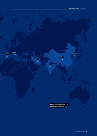 Países a los que TELMEC S.A.
exporta sus productos
Noticias de ExportAr Temec
53Edición Nro. 24
Italia
Iran
India
China
CoreaEspaña
 