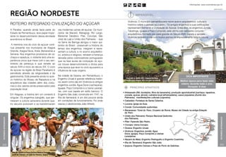 Informações: www.turismobrasil.gov.br

                                                                                                                                                                                                                                            Guilhermo Novolisio




                      Região Nordeste                                                                                                                         Imperdível

                                                                                                                                                   Vicência. O município pernambucano reúne acervo arquitetônico, cultural e
                      ROTEIRO INTEGRADO CIVILIZAÇÃO DO AÇÚCAR                                                                                      histórico sobre o período açucareiro. Os antigos engenhos e suas edificações
                                                                                                                                                   representam fielmente a Civilização do Açúcar. Entre eles, os engenhos Jundiá,
                      A Paraíba, quando ainda fazia parte do                   nas modernas usinas de açúcar. Os muni-                             Tabatinga, Iguape e Poço Comprido, este último com belíssimo conjunto
                      Estado de Pernambuco, teve papel impor-                  cípios de Maceió, Maragogi, Rio Largo,                              arquitetônico, formado por casa grande do Século XVIII, capela e senzala.
                      tante no desenvolvimento dessa atividade                 Marechal Deodoro, Pilar, Coruripe, São                              Vicência também conta com muitos pontos de impressionante beleza natural.
                      econômica no Brasil.                                     José da Laje e União dos Palmares - que
                                                                               na Serra da Barriga abrigou o maior qui-
                       A memória viva do ciclo do açúcar conti-                lombo do Brasil - preservam a história do
                      nua presente nos municípios de Alagoa                    tempo dos engenhos, integram e repre-
                      Grande, Alagoa Nova, Areia, Bananeiras e                 sentam a cultura, e no acervo arquitetôni-
                      Serraria. Nos engenhos produtivos de ca-                 co, artístico e religioso, retratam a herança
                      chaça e rapadura, o visitante terá uma ex-               deixada pelos colonizadores portu­­­­­­­­­
                                                                                                                      gueses
                      periência única que mexe com o seu sen-                  que na fase áurea da civilização do açú-
                      timento de pertença e que remete ao                      car trouxe desenvolvimento e divisa para
                      século XVIII e início do século XIX. O ciclo             uma época que teve no ciclo açucareiro a
                      do açúcar na região do Brejo Paraibano é                 influência de suas origens.
                      percebido através da religiosidade e da
                      gastronomia. Está presente ainda no acer-                Na cidade de Goiana, em Pernambuco, o                                                                                          Dica importante
                                                                               Engenho Uruaé é grande referência históri-                        Construído no Século xviii, o Engenho Marrecas,
                      vo histórico do Museu da Rapadura e na                                                                                     em Maragogi, Alagoas, hoje é um hotel eco-fazenda
                                                                               ca, assim como são em Vicência os antigos                                                                                Melhor época para fazer este
                      arquitetura das cidades além dos costu-                                                                                                                                           roteiro: durante todo o ano.
                      mes e dos valores ainda preservados pela                 engenhos Jundiá, Água Doce (cachaçaria),
                                                                                                                                                      principais atrativos                                    Duração: 8 dias
                      população local.                                         Iguape, Poço Comprido e a Usina Laranjei-
                                                                               ras, com sua capela em estilo barroco. O                       • Artesanato (filé, bordados, fibra da bananeira), produção agroindustrial (cachaça, rapadura,
                      Em Alagoas, a história tem um contexto é                 Engenho São João, construído em 1747, na                         cocada, açúcar, álcool), culinária local (afrobrasileira), casos populares (Zumbi dos
                      singular. Os engenhos bangüês, que per-                  Ilha de Itamaracá, é um dos poucos ainda                         Palmares), manifestações culturais (capoeira).
                      mearam a cultura canavieira durante qua-                 em condições de funcionamento. Foi onde                        • Cabedelo: Fortaleza de Santa Catarina.
                      tro séculos evoluíram e se transformaram                 nasceu o abolicionista João Alfredo.                           • Lucena: Igreja da Guia.
                                                                                                                                              • Conde: Comunidades quilombas.
                                                                                                                           Arquivo Embratur




                                                                                                                                              • Bananeiras: Túnel do Trem, Cruzeiro de Roma, Museu da Cidade na antiga Estação
                                                                                                                                                de Trem.
                                                                                                                                              • União dos Palmares: Parque Nacional Quilombo
Roteiros Integrados




                                                                                                                                                                                                                                                          Roteiros Integrados
                                                                                                                                                dos Palmares.
                                                                                                                                              • Pilar: Fazenda São Pedro.
                                                                                                                                              • Coruípe: Usina Coruípe.
                                                                                                                                              • Goiana: Engenho Uruaé.
                                                                                                                                              • Vicência: Engenhos Jundiá, Água
                                                                                                                                                Doce, Iguape, Poço Comprido e Usinas
                                                                                                                                                Laranjeiras.
                                                                                                                                              • Nazaré da Mata: Engenho Pedregulho e Engenho Cueirinha.
                                                                                                                                              • Ilha de Tamaracá: Engenho São João.
202                                                                                                                                           • Ipojuca: Engenho Canoas e Praia de Porto de Galinhas.                                                   203


                       Roda de capoeira no Parque Nacional Memorial Quilombo
                       Zumbi dos Palmares, em União dos Palmares, Alagoas
 