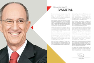 Deputado Estadual
palavras aos
paulistas
Ao encerrar cada ano como deputado estadual, é tradi-
ção em meus mandatos a publicação de balanços pe-
riódicos. Justa prestação de contas à sociedade e aos
eleitores, visto serem eles, junto com o partido a que
nos filiamos, os que nos concedem a responsabilidade
de representá-los nas casas legislativas.
Nesta publicação, porém, minha intenção é ir além da
protocolar listagem de tarefas e ações – publicada em
detalhes na minha página na rede virtual de computa-
dores –, para recordar e reportar os principais eventos
políticos, ideias e lutas que guiaram dezesseis anos,
não consecutivos, de atuação parlamentar.
Acredito que o parlamento é um dos palcos, não o úni-
co, da luta política. Uma luta que perpassa toda a so-
ciedade e os diferentes aparelhos do Estado. É ela que
move a História, que faz avançar, ou, regredir, as formas
de convívio, as relações sociais.
Desde a juventude, tomei o lado dos explorados e opri-
midos, orientando minha atuação política em busca de
uma sociedade socialista, democrática, livre, fraterna,
igualitária. Em meio às campanhas pelas reformas de
base nos anos 1960, bati de frente com a ditadura civil-
militar que instalou no País um regime de terror, tortura
e assassinatos, cujos responsáveis, embora execra-
dos, ainda continuam sem punição.
Após a luta armada de resistência e a prisão, veio o
tempo da autocrítica (que não implica renegar o pas-
sado) e o engajamento na construção coletiva de outra
via: a das transformações pelo voto e pela luta social.
Daí à fundação e à militância no PT foi um passo. Atuei
na formação política, na comunicação, em vários níveis
da direção partidária, na coordenação de várias cam-
panhas, algumas vitoriosas. Fui suplente de deputado
federal, mas deixei Brasília para servir ao PT e à popu-
lação de São Paulo, como secretário de Governo da
memorável gestão da prefeita Marta Suplicy.
Exerço atualmente, pela terceira vez, a presidência do
Partido dos Trabalhadores. Missão a que me dedico
com afinco e que muito me orgulha. Se posso levá-la a
cabo é porque tenho apoio da militância, da liderança
do Lula e da solidariedade da minha família.
Todos os mandatos que exerci estiveram a serviço das
causas populares e da construção partidária. Sempre
usei a tribuna para propor mudanças, barrar retroces-
sos, fiscalizar os governos, atuando coletivamente e
seguindo a orientação da Bancada – mesmo quando
em minoria.
De forma muito sumária, as páginas a seguir mostram
um retrospecto da atuação propriamente parlamentar
que desenvolvi na Assembleia Legislativa de São Paulo.
O legado que fica, com acertos e erros (estes de minha
inteira responsabilidade), entrego à crítica generosa dos
colegas passados, atuais e futuros. E, naturalmente,
aos mandantes deste mandatário: o povo.
Registro, por fim, um agradecimento sincero a todos(as)
que me assessoraram nos diferentes gabinetes, na Li-
derança da Bancada e na condução da Casa, como 1º
Secretário sob a presidência do deputado Barros Mu-
nhoz, cujo testemunho muito me honra.
Por trás de cada conquista, está a contribuição de
companheiros e companheiras, amigos e amigas leais,
que permitiram a realização de projetos sonhados por
muitos, e, que por isso, têm o meu respeito e gratidão.
 