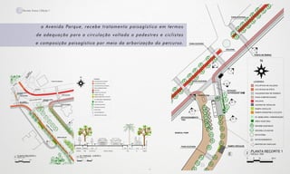 a Avenida Parque, recebe tratamento paisagístico em termos
de adequação para a circulação voltada a pedestres e ciclistas
e composição paisagística por meio da arborização do percurso.
8Revista Scena | Edição 1
 