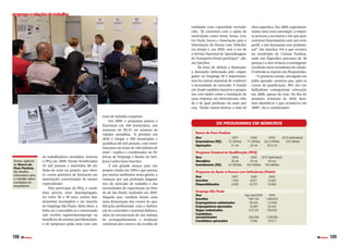 emprego e relações do trabalho

                                                                                                                            entidades com capacidade reconhe­             obra específica. Em 2009, experimen­
                                                                                                                            cida. “Já contamos com o apoio de             tamos uma nova estratégia: a empre­
                                                                                                                            instituições como Senai, Senac, Cen­          sa procura a secretaria e diz que quer
                                                                                                                            tro Paula Souza e Associação para a           contratar funcionários com um certo
                                                                                                                            Valorização da Pessoa com Deficiên­           perfil, e nós formamos esse profissio­
                                                                                                                            cia (Avape) e, em 2010, será a vez de         nal”, diz Sanchez. Foi o que ocorreu
                                                                                                                            o Serviço Nacional de Aprendizagem            no município de Cristais Paulista,
                                                                                                                            do Transporte (Senat) participar”, afir­      onde um frigorífico precisava de 30
                                                                                                                            ma Sanchez.                                   pessoas e a Sert treinou o contingente
                                                                                                                                 Na hora de definir a formação,           escolhido entre moradores da cidade.
                                                                                                                            a demanda informada pelo empre­               O método se repetiu em Pirapozinho.
                                                                                                                            gador no Emprega SP é importante,                “O primeiro estudo, divulgado em
                                                                                                                            mas há outras maneiras de conhecer            julho passado, mostrou que, após os
                                                                                                                            a necessidade do mercado. A Funda­            cursos de qualificação, 50% dos tra­




                                                                                                    fotos: mario castello
                                                                                                                            ção Seade também municia o progra­            balhadores conseguiram colocação
                                                                                                                            ma com dados como a instalação de             em 2008, apesar da crise. No fim do
                                                                                                                            uma empresa em determinada cida­              primeiro trimestre de 2010, deve­
                                                                                                                            de e de qual profissão ela mais pre­          mos identificar o que aconteceu em
                                                                                                                            cisa. “Então vamos formar a mão de            2009”, diz o coordenador.

                                                           trato de trabalho suspenso.
                                                                Em 2009, o programa passou a
                                                           funcionar em 168 municípios, um
                                                                                                                                              OS PrOgrAmAS Em númErOS
                                                           aumento de 95,3% no número de
                                                           cidades atendidas. “A previsão em                                   Banco do Povo Paulista
                                                           2010 é chegar a 200 municípios e                                    Ano                    2007               2008          2009      2010 (estimativa)
                                                                                                                               Empréstimos (r$)     72 milhões         77 milhões   92,2 milhões   120 milhões
                                                           qualificar 60 mil pessoas, com inves­
                                                                                                                               Operações              21 mil             20 mil       25,5 mil
                                                           timentos em torno de 140 milhões de
                                                           reais”, explica o coordenador de Po­                                Programa Estadual de Qualificação (PEQ)
                   de trabalhadores atendidos, marcou      líticas de Emprego e Renda da Sert,                                 Ano                   2008         2009 2010 (estimativa)
Acima, agência     o PEQ em 2009. Foram beneficiadas       Juan Carlos Dans Sanchez.                                           Atendidos             26 mil       43 mil    60 mil
do Banco do        43 mil pessoas e investidos 90 mi­           É um grande avanço para um                                     Investimento (r$)   42 milhões 109 milhões 140 milhões
Povo Paulista.
No detalhe,        lhões de reais no projeto, que ofere­   projeto criado em 1994 e que passou                                 Programa de Apoio à Pessoa com Deficiência (Padef)
informativo para   ce cursos gratuitos de formação em      por muitas melhorias nesta gestão, a
                                                                                                                               Ano                   2007       2008         2009
o cidadão sobre    instituições conceituadas de ensino     começar por um profundo diagnós­                                    Inscritos             1.653      8.551       13.982
condições do       especializado.                          tico do mercado de trabalho e das                                   Disponibilizados      5.603     45.721       75.699
empréstimo
                       Para participar do PEQ, o candi­    necessidades de capacitação no Esta­
                   dato precisa estar desempregado,        do de São Paulo, realizado em 2007.                                 Emprega São Paulo
                                                                                                                               Ano                                Ago-dez/2008    2009
                   ter entre 30 e 59 anos, ensino fun­     Naquele ano, também houve uma                                       Inscritos                            509.754    1.846.902
                   damental incompleto e ser inscrito      nova formatação dos cursos de qua­                                  Empregadores cadastrados              35.454     113.589
                   no Emprega São Paulo. Além disso, a     lificação profissional, com a elabora­                              Empregadores aprovados                18.387      33.430
                   bolsa só é concedida se o interessado   ção de conteúdos e material didático,                               Vagas cadastradas                    273.132     708.259
                   não receber seguro­desemprego ou        além da estruturação de um sistema                                  Candidatos
                                                                                                                               encaminhados                             293.288      1.208.080
                   benefícios do sistema previdenciário,   de acompanhamento e avaliação                                       Candidatos aprovados                      17.263       137.211
                   e ele tampouco pode estar com con­      contínuos dos cursos e da escolha de


108   SPnotícias                                                                                                                                                                                                     SPnotícias   109
 