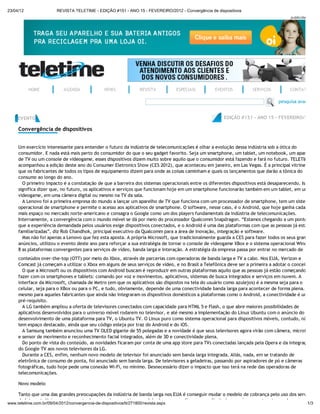 Reportagem TELETIME - ed. #151 - ano 15 - FEV 2012 - Convergência de dispositivos