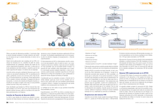 58 59ENERO / JUNIO 2016 VOL. 13Revista Técnica de la Empresa de Telecomunicaciones de Cuba S.A.
TÉCNICATÉCNICA
Figura 2. Diagrama de bloques del sistema de IVR. Fuente: Elaboración propia.
- Realizar un "ping"
- Reiniciar un servidor
- Correr políticas
- Reiniciar un servicio
- Detener un servicio
- Escanear puertos en una PC o servidor mediante "nmap"
Cada una de estas acciones se puede ejecutar desde un teléfono
fijo o celular y recibir por esta vía la respuesta correspondiente.
Desde la PSTN se accede al servidor Asterisk, el cual, a tra-
vés de las IVRs interactúa con el llamante y recoge la in-
formación necesaria para ejecutar las AGIs asociadas a la
acción que se seleccione. En un primer momento se solicita
al usuario que introduzca los datos para la autenticación, los
cuales son comprobados en una base de datos para dar ac-
ceso o no al sistema administrativo. Esto proporciona una
primera capa de seguridad. A partir de la autenticación, el
llamante debe seleccionar sobre qué servidor de la red va a
actuar y cuál es la acción que se va a realizar. Una vez que
la información está completa, Asterisk ejecuta las AGIs ne-
cesarias, elabora la respuesta e informa al usuario mediante
mensajes de voz, empleando la conexión ya establecida.
Arquitectura del sistema IVR
Asterisk es un servidor virtual, usando la tecnología VMware
ESXi 5.1, cuenta con 30 GB de disco duro y 1GB de RAM.
El número total de extensiones SIP declaradas asciende a 16,
en correspondencia con los troncos analógicos de la Media-
trix 1124 que están conectados a la TDA 200.
Para proveer el acceso al servicio desde la red conmutada de
abonados, se utiliza la pizarra TDA 200, instalada en el área
del telepunto de Santa Clara, de la cual se usaron 16 troncos
analógicos para enlazar con la Mediatrix 1124, que a su vez
está conectada a la red IP y hace la conversión de cada una
de las entradas analógicas en extensiones SIP del servidor
Asterisk.
Sistema IVR implementado en la DTVC
El Sistema IVR (Figura 2) consta de tres módulos, el de au-
tenticación, el de ejecución y el de registro de eventos. El
primero de ellos se encarga de la obtención de los datos del
llamante para la comprobación de los mismos en la base de
datos del sistema, así como de la asignación de privilegios
para el futuro encaminamiento de la llamada.
El segundo módulo acomete la ejecución de AGIs, donde
se encuentran programadas cada una de las posibles accio-
nes administrativas o de supervisión sobre los servidores del
centro de datos. Otra de las funciones de este bloque es la
generación de informes en formato de audio a partir de las
repuestas obtenidas de las AGIs implicadas. La herramienta
que posibilita esto último es Festival, la cual se basa en la
traducción de texto a voz.
Figura 1. Conexión de Asterisk con la PSTN. Fuente: Elaboración propia.
Ofrece un menú de alternativas posibles, y la persona elige
la opción deseada mediante el teclado numérico del teléfo-
no, de manera tal que se puede determinar el motivo de la
llamada. [1]
Dentro de las aplicaciones más complejas de las IVR se in-
cluyen las encuestas de voz, consultas de saldo de cuenta,
restablecimiento de contraseña, chequeo del estado de los
vuelos, seguimiento de paquetes, entre otros. La idea clave es
la de automatizar una tarea rutinaria y repetitiva que de otro
modo requeriría del tiempo y el esfuerzo de un empleado.
Asterisk incluye una gran cantidad de funciones que lo con-
vierten en una potente plataforma IVR: la reproducción de
audio y grabación, acceso a los servicios web y base de da-
tos y el reconocimiento de voz opcional. Varias aplicaciones
IVR se pueden construir utilizando el lenguaje del plan de
marcación, o a través de la Interfaz de Pasarela Asterisk co-
nocida por sus siglas en inglés como AGI, la cual posibilita
realizar acciones sobre otros sistemas. [2]
Estas facilidades que brindan las IVR de Asterisk han sido
aprovechadas en la DTVC para crear una herramienta que
permite realizar acciones sobre los servidores del centro de
datos pertenecientes a la Empresa.
Interfaz de Pasarela de Asterisk (AGI)
La AGI es una interfaz de Asterisk que permite la comu-
nicación de forma directa con terceros sistemas, dado que
ejecuta un script a voluntad, tan pronto la aplicaciónAGI sea
invocada. Fue diseñada originalmente para servir de pasare-
la entre los distintos lenguajes de programación, y Asterisk
específicamente.
El funcionamiento de AGI es relativamente sencillo: prime-
ro se crea una pasarela, entre el canal en curso y un script.
Cuando la conexión se establece, lanza una serie de variables
al script ejecutado, que son accesibles desde el mismo. La
mayoría de estas variables están relacionadas con el canal.
El script puede ejecutar cualquier algoritmo, y entre sus se-
cuencias, puede ejecutar comandos específicos de AGI para
influenciar en el flujo de la llamada en curso, perdurando en
ejecución incluso después de finalizar la llamada.
Considerando que los comandos se pasan a Asterisk por la
salida estándar, igual que ocurre con las variables que en-
tran al script, quiere decir que son escalables prácticamente
a cualquier sistema o lenguaje de programación que pueda
establecer esta comunicación con Asterisk. [3]
La utilidad de las AGI radica en que permiten desarrollar
funcionalidades externas.
Específicamente, en la DTVC las AGIs se orientan hacia el
diagnóstico y evaluación de posibles fallas en la red de datos.
Permiten realizar un grupo de acciones sobre los servidores
que ayudan a gestionar y solucionar interrupciones. En la rea-
lización de este proyecto se programaronAGIs que permiten:
 