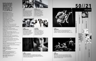 50//21
CANVAS
//
24
MORDA
//
8
HOLOFOTE
//
9
BUTECO
//
74
POUCAS
E
BOAS
//
7
UNFPA
//
72
RASCUNHO
//
38
CÓDIGO
DE
CONDUTA
//
6
Diretora Geral: Michelle Cano
Diretor Executivo: Reinaldo Gomes
Diretor de Redação: André Noblat
Diretor Institucional: Rogério Barba
Editora-chefe: Juliana Valentim
Redator-chefe: José Rezende Jr.
Editora de fotografia: Thaís Mallon
Fotógrafo especial: Marcos André Pinto
Fotógrafo convidado: Fábio Setti
Repórter: Maíra Valério
Colunista: Nelson Fernando Inocencio da Silva
Freelancers: Marianna França e devana babu
Projeto Gráfico e Direção de Criação: Chica Magalhães
e Tiago Palma (Fora da caixa)
Revisora de textos: Jaqueline Fernandes
Estagiárias: Giovanna Figueiredo, Shyrlem Barbosa
e Ana Noronha
Coordenadora de Comunicação: Juliana Cury
Social Mídia e Redatora de Mídias Sociais: Katia Aguiar
Web designer: Camila Koproski
Coordenadora Social: Hellen Cris de Carvalho Vaz
Coordenação Administrativa e Financeira: Associação
Traços de Comunicação e Cultura
Gerente administrativa e financeira: Nayara Souza
Assistente de produção (financeiro): Juliana Fagundes
Gerente de Recursos Humanos: Graciete dos
Santos Malta
Supervisores de pessoal: Raissa Falcão, Matheus Rocha Lago,
Rosilda Flor e Stefano Felipe Silva Borges
Coordenador Corporativo Responsável pela Publicação:
Fora da Caixa Ltda-ME
Periodicidade: Mensal
Tiragem: 2.000 exemplares
Endereço: CLN 208 Bloco D Sala 211 – Asa Norte
CEP 70853-540 – Brasília-DF
Contatos
Redação: redacaotracos@revistatracos.com
Institucional: tracos@revistatracos.com
Comunicação:comunicacao@revistatracos.com
Telefone: (61) 3033 4541
Siga nas Mídias Sociais: @RevistaTracos
Visite a página: revistatracos.com
ISSN: 2763-8502
// 40
3X4
Priscila acumula várias jornadas:
além de porta-voz da cultura,
futura advogada e mãe e pai
de Samuel, ainda faz um curso
técnico de redação, com vistas
a outro sonho: escrever livros
de Direito, sobre injustiças que
conhece na própria carne.
// 69/76
TOCA RAUL
Carioca de nascimento e
brasiliense de coração, Marlene
Souza Lima passeia pelo jazz
com sua paixão: a guitarra. Já o
Culto da Malditas passeia entre
o sacro e o profano com sua
arte híbrida e transversal.
// 10
MOVIMENTE-SE
Houve um tempo em que, em
qualquer canto de Brasília,
ouvia-se rock. Foram tantas
bandas e espaços que fizeram
parte desta história, que a
Setur-DF fez um mapeamento
e criou a icônica Rota do Rock.
Ah, se a cidade falasse...
// 46
MIQUÉIAS PAZ
O primeiro mímico da Capital
Federal acaba de completar
quatro décadas de trajetória.
De uma trajetória que passou por
diferentes fases, sempre usando
a arte como instrumento de
resistência e conexão.
// 26
MANUELA KOROSSY
Aos 19 anos, dona de uma voz considerada surreal, a soprano
brasiliense Manuela Korossy conquista uma vaga na disputadíssima
Juilliard School, melhor escola de artes performáticas do mundo, e vai
em busca da carreira internacional.
// 12
ENTREVISTA
“Está tudo nas canções”. É assim que Dado Villa-Lobos
sintetiza sua extensa carreira. Neste bate papo com a Traços,
ora idílico, ora pesado, o artista fala sobre a cidade, o
presidente, o selo Rockit!, trilhas sonoras e várias outras coisas.
// 56
INSTANTES
Mila Petrillo é um patrimônio cultural de Brasília. Ao longo
de sua carreira, as lentes da fotógrafa capturaram a alma da
cidade em diferentes períodos, como momentos da ditadura,
o início da efervescência cultural da capital, além de inúmeros
espetáculos e iniciativas sociais.
Revista TRAÇOS
Ano 6  setembro 2021
4 5
 