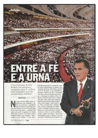 Matéria da igreja na Revista Veja em 02/11/2011