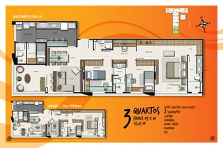 FINAis 09 e 10
3quartos
113,45 m2
APARTAMENTO Final 09
SUÍTE MASTER COM CLOSET
2SEMIsSUÍTES
LAVABO
VARANDA
HOME OFFICE
ROUPARIA
DCE
variaçao - SALA ESTENDIDA
40 41
Rua dos Otoni
RuaGrãoPará
Praça
 