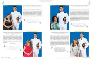 C m d t e . R A F A E L M O R A N V A L V E R D E 81
14
VIGIA • 2014
ALFG-ARM CHRISTIAN JAVIER ANDRADE LÓPEZ
SRA. XIMENA ESPERANZA LÓPEZ MARMOL
Parece que fue ayer aquel 29 de enero del 2011, día en
el que mis padres me daban sus bendiciones y yo in-
gresaba a la Escuela Superior Naval, han pasado ya
casi 4 años desde ese día en el que decidí dejar todo
por cumplir mi sueño de ser oficial de marina, sigue
pasando el tiempo y se acerca el día en cual me des-
embarcare de este navío “ El Claustro heroico caballe-
ros de mar” finalizando con éxitos la meta que me
trace y todo esto gracias a mis padres y hermanos que
fueron mis fieles amigos, compañeros y consejeros en
toda etapa de mi existencia, quienes me brindaron su
apoyo para ingresar de nuevo al track cuando me es-
taba desviando. En fin por su inmenso amor y com-
prensión que me brindaron.
Han pasado ya casi 4 años
desde ese día en el que decidí
dejar todo por cumplir mi sueño
de ser oficial de marina.
ALFG-ARMANDREAESTEFANIAAÑAZCOORDOÑEZ
SRA.IRINA ELIZABETH ORDOÑEZ
Tras una larga lucha de constante sacrificio, dedica-
ción y voluntad durante mi permanencia en la Es-
cuela Superior Naval, me ha dado la fuerza junto al
cariño y apoyo incondicional de mis padres Irina y
Victor, mis hermanos Cristopher y Grace, para vencer
esta batalla, alcanzar los objetivos trazados desde el
momento que decidí ingresar al claustro heróico, re-
calcando que sin la bendición de Dios en mi recorrido,
mi insentivo e inspiración para continuar hubiera des-
aparecido, y gracias al apoyo de mi familia y amigos
que también formaron parte del logro de una meta
mas en mi vida.
Recalcando que sin la
bendición de Dios en mi
recorrido, mi insentivo e
inspiración para continuar
hubiera desaparecido.
E S C U E L A S U P E R I O R N A V A L80
14
VIGIA • 2014
ALFG-ARM PAOLO GABRIEL ALBÁN MORALES
ING. JACKELINE DEL CARMEN MORALES AGUILLON
“No puedo presumir de mi amor por Dios, porque a me-
nudo le fallo… pero si puedo presumir de su amor por
mí, porque él nunca me falla”, gracias padre amado
por las bendiciones recibidas durante estos cuatro
años de esfuerzo, sacrificio, constancia y perseveran-
cia. Gracias a mis padres por su apoyo incondicional,
a mi hermana por sus oraciones y a todos mis familia-
res que nunca me abandonaron. He cumplido con
una meta mas en mi vida, me esperan muchas más
por conquistar a base de trabajo y esfuerzos.
He cumplido con una meta mas
en mi vida, me esperan muchas
más por conquistar a base de
trabajo y esfuerzos.
ALFG-ARMCRISTIANMAURICIOALBUJABENALCAZAR
SRA. MERCEDES DEL CARMEN BENALCAZAR
VILLENA
Quiero agradecer en primer lugar a Dios por darme la
vida y ser la luz del faro que ha guiado mi camino y
cada uno de mis pasos, doy mérito y un especial reco-
nocimiento a mis padres y hermanos por su amor,
constancia y sacrificio incesante constituyendo un
pilar fundamental para afrontar las adversidades que
se han presentado en esta gran travesía ayudándome
a cumplir con este objetivo tan anhelado de ser Oficial
de Marina,
Gracias familia.
Quiero agradecer en primer
lugar a Dios por darme la vida
y ser la luz del faro que ha
guiado mi camino y cada uno
de mis pasos
 