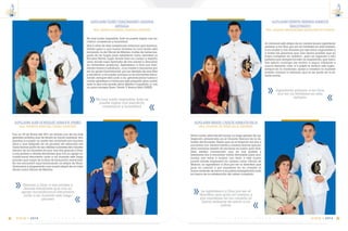 C m d t e . R A F A E L M O R A N V A L V E R D E 83
14
VIGIA • 2014
ALFG-ARM DENNYS HERNAN ARMIJOS
MALDONADO
SRA. JANINA MAGDALENA MALDONADO SUAREZ
Al culminar esta etapa de mi carrera quiero agradecer
primero a mi Dios, por ser mi fortaleza en esta batalla,
a mi madre y mis abuelos por ese amor inigualable y
a todas las personas que han hecho posible que yo
haya cumplido mi objetivo… pero en especial a esa
persona que siempre ha sido mi inspiración, que mien-
tras estuvo conmigo me motivo a seguir adelante y
nunca dejarme caer, a ti papá te dedico este logro…
porque sin tu confianza, apoyo y consejos no hubiese
podido conocer lo hermoso que es ser parte de la fa-
milia naval…
Agradecer primero a mi Dios,
por ser mi fortaleza en esta
batalla.
ALFG-ARM ISMAEL CARLOS ARMIJOS SACA
SRA. JUANITA DE JESÚS SACA HERRERA
Hace cuatro años decidí iniciar un largo periplo de na-
vegación embarcado en el Claustro Heroico de la Ar-
mada del Ecuador. Sabía que en el trayecto me iba a
encontrar con vientos fuertes y mareas bravas que po-
dían hacerme desistir de alcanzar mi sueño, pero tam-
bién estaba convencido que en mis padres y
familiares iba a encontrar viento favorable para aco-
modar mis velas y arribar con éxito a este nuevo
puerto donde empezará mi carrera como Oficial de
Marina. Le agradezco a Dios por ser el derrotero que
guía mi camino y por mantener en mi corazón la
llama ardiente de servir a mi patria entregándolo todo
en busca de la satisfacción del deber cumplido.
Le agradezco a Dios por ser el
derrotero que guía mi camino y
por mantener en mi corazón la
llama ardiente de servir a mi
patria
E S C U E L A S U P E R I O R N A V A L82
14
VIGIA • 2014
ALFG-ARM ULISES CARLOMAGNO ARANDA
ARIZAGA
SRA. MARIA EUGENIA ARIZAGA PAREDES
No hay nada imposible, todo se puede lograr con sa-
crificio, constancia y humildad.
Hoy 4 años de esta majestuosa aventura que termina,
dando paso a una nueva travesía la cual recién esta
iniciando, la de Oficial de Marina, 4 años de haber zar-
pado de mi hogar para establecer como derrotero la
Escuela Naval, lugar donde forje mi cuerpo y espíritu
,seno donde supe aprender de mis errores y descubrir
mi verdadero potencial .Agradezco a Dios por brin-
darme fuerza y sabiduría , a mi madre y hermanos por
ser mi apoyo fundamental ,por ser ejemplo de sencillez
y sacrificio, a mi padre aunque no se encuentre física-
mente, siempre está junto a mi ,generándome fuerza y
coraje agradezco a todos por este pequeño gran sueño
ante lo que solo puedo decir ¡Misión Cumplida ¡ y con
un para siempre Buen Viento Y Buena Mar DUKES .
No hay nada imposible, todo se
puede lograr con sacrificio,
constancia y humildad.
ALFG-ARM ALEX GONZALEZ ARMIJOS JUMBO
SRA. AURELIA NARCISA JUMBO SÁNCHEZ
Fue un 29 de Enero del 2011 en donde uno de los más
grandes anhelos que he tenido se hacía realidad, em-
pezaba a cumplir un sueño tan anhelado por muchos
años y que después de un proceso de selección me
haría formar parte de las cálidas cubiertas del claustro
heroico de los hombres de mar, hoy doy gracias a Dios,
a mis padres y demás familiares que con su apoyo in-
condicional estuvieron junto a mí durante este largo
proceso que luego de 4 años de formación naval-mili-
tar me encuentro aquí terminando mi etapa de Guar-
diamarina y empezando una nueva etapa de mi vida
ahora como Oficial de Marina.
Gracias a Dios, a mis padres y
demás familiares que con su
apoyo incondicional estuvieron
junto a mí durante este largo
proceso
 