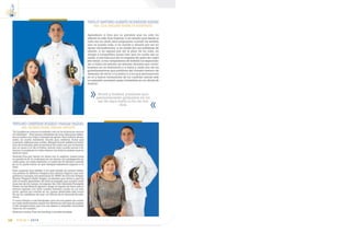 E S C U E L A S U P E R I O R N A V A L120
14
VIGIA • 2014
TNFG-JT ANTONIO ALBERTO RODRIGUEZ SUAREZ
SRA. ILDA SHELLMA FREIRE DE RODRIGUEZ
Agradezco a Dios por su palabra que ha sido mi
aliento en este duro trajinar, a mi abuelo que desde el
cielo me ha dado esos empujones cuando he sentido
que no puedo más, a mi madre y abuela por ser mi
apoyo incondicional, a mi padre por sus palabras de
aliento, a mi esposa por ser el pilar de mi vida, mi
amiga y compañera quien hizo que mi sueño sea su
sueño, a mis hijos por ser mi inspiración para ser cada
día mejor, a mis compañeros de batalla los especialis-
tas, a todos los señores los señores oficiales que contri-
buyeron en mi formación y a todos y cada uno de los
guardiamarinas que partimos del claustro heroico de
deseosos de servir a la patria y a los que permanecen
en el y fueron formadores de mi carácter siendo este
un requisito necesario para convertirse en un oficial de
marina.
Honor y lealtad, palabras que
permanecerán grabadas en mi
ser de aquí hasta el fin de mis
días.
TNFG-MD CHRISTIAN ROGELIO VARGAS YAGUAL
SRA. NORMA ISABEL YAGUAL INFANTE
“En la pelea se conoce al soldado, solo en la victoria se conoce
al caballero”… Hoy somos caballeros de mar, listos para defen-
der la patria con valor y llenarla de gloria. Una victoria alcan-
zada, un sueño realizado, triunfo que celebrar, frutos que
cosechar, historias que contar…Ningún triunfo justifica el sacri-
ficio de la familia, pero el sacrificio de cada uno por la familia,
por su honor y el de la Patria, dando todo cuanto somos y te-
nemos, si es preciso la vida misma con toda la certeza que no
será en vano.
Gracias Dios por llenar mi alma con tu espíritu, fuerza para
no perder la fe, la confianza en mi mismo, por protegerme en
cada paso, en cada brazada, y cuidar de mi familia cuando
yo no lo pude hacer, se que siempre estaremos seguros a tu
lado.
Para quienes han estado a mi lado desde mi primer llanto,
mis padres; Sr. Esteban Vargas y Sra. Norma Yagual, mis com-
pañeros y amigos, mis hermanos; Sr. TNNV AD Lincoln Vargas,
Norma Vargas y Kerly Vargas. La familia que forme y que ha
sido el motor generador de toda la energía que mueve cada
musculo de mi cuerpo, mi esposa, Sra. Dra. Graciela Pinargote
Flores, mi hijo Marcos Ignacio, tengo el orgullo de decir que lo
hemos logrado con todo nuestro esfuerzo unido en un solo
puño, gracia por confiar en mi, quiero dedicarles este honor
de ser un caballero de mar, un Oficial de la Armada Ecuato-
riana.
Y como olvidar a mis familiares, que con sus gestos de cariño
en cada visita hacían soplar los vientos en mis alas de sueños;
y mis amigos todos que con sus deseos y respaldo infundían
valor en mi corazón.
Gracias a todos, Dios los bendiga y proteja siempre.
 