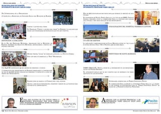 REVISTA ZONA BIOCEÁNICA | DICIEMBRE DE 2012 DICIEMBRE DE 2012 | REVISTA ZONA BIOCEÁNICA
1114
DESTACADOS 2012 DESTACADOS 2012
INAUGURACION DEL HOSPITAL FEDERICO CANTONI
FESTIVIDAD DE SANTA BARBARA
ENTREGARON APORTES PARA EL PARQUE INDUSTRIAL POCITO
EL GOBERNADOR GIOJA ACOMPAÑÓ AL INTENDENTE FABIO ABALLAY A LA ENTRE-
GA DEL SUBSIDIO NO REINTEGRABLE PARA EL “PARQUE INDUSTRIAL POCITO” DE
MANOS DE LA PRESIDENTA CRISTINA FERNANDEZ.
MÁS DE 900 POCITANOS DE SEIS ZONAS RURALES TENDRÁN EL SERVICIO DE AGUA
POTABLE
EL INTENDENTE DE POCITO, FABIÁN ABALLAY, Y EL TITULAR DE OSSE, CRISTIAN
ANDINO, FIRMARON JUNTO AL GOBERNADOR GIOJA EL CONVENIO QUE LLEVARÁ
AGUA POTABLE A SEIS ÁREAS RURALES DE ESE DEPARTAMENTO.
UN AÑO DE GESTION
LA AMPLIACIÓN Y REPAVIMENTACIÓN DE CALLE MENDOZA ENTRE 11 Y 14 Y CALLE
11 ENTRE AVENIDA UÑAC Y RUTA NACIONAL 40 GRANDES OBRAS.
FABIO ABALLAY: ¨ESTOY A FAVOR DE LA DISTRIBUCIÓN EN LOS DEPARTAMEN-
TOS DE LOS FONDOS MINEROS¨
EL INTENDENTE SEÑALÓ QUE ES MUY POSITIVO QUE SE DISTRIBUYA DE FORMA
EQUITATIVA EN LOS MUNICIPIOS.
ALINEADO CON LA GESTION PROVINCIAL Y DE-
PARTAMENTAL FABIO ABALLAY SIGUE APOS-
TANDO EN POCITO
MUNICIPALIDAD DE POCITO
INTENDENTE PROFESOR FABIO ABLLAY
CARNES Y LÁCTEOS PARA TODOS
EL PROGRAMA “CARNE Y LÁCTEOS PARA TODOS” EN RAWSON Y EL BALANCE QUE
HACEN LOS FUNCIONARIOS MUNICIPALES ES QUE FUE MUY POSITIVO.
DÉCIMO TERCERA “ATADA” DE CARRUAJES ANTIGUOS A LA DIFUNTA CORREA
ESTE AÑO SERÁ EN HOMENAJE AL “PAYO” MATESEVACH.
RAWSON PONE EN MARCHA UN CONSEJO POR Y PARA JÓVENES
APUNTA A SER EJE DE PARTICIPACIÓN, COGESTIÓN Y DEBATE DE LAS POLÍTICAS PARA
JÓVENES EN EL DEPARTAMENTO.
DÍA INTERNACIONAL DE LA DISCAPACIDAD
A TRAVÉS DE LA SECRETARÍA DE INCLUSIÓN SOCIAL DEL MUNICIPIO DE RAWSON
DISTINCION A JUBILADOS
EN EL DÍA DEL EMPLEADO MUNICIPAL, ORGANIZADO POR EL MUNICIPIO DE
RAWSON, MIEMBROS DEL EJECUTIVO MUNICIPAL DISTINGUIERON A TREINTA EM-
PLEADOS JUBILADOS.
CON $4,8 M CONSTRUIRÁN 33 MIL METROS DE CORDONES Y CUNETAS
7 COOPERATIVAS DEL DEPARTAMENTO DE RAWSON COMENZARON LA CONSTRUCCIÓN
DE MÁS DE 33.000 METROS LINEALES DE CORDONES Y CUNETAS EN LA ZONA NO-
ROESTE DEL DEPARTAMENTO.
ESTAS SON ALGUNAS DE LAS TANTAS OBRAS Y
GESTIONES REALIZADAS POR JUAN CARLOS
GIOJA INTENDENTE DE RAWSON QUIEN, ENGRANDE-
CE A LA CIUDAD DE RAWSON
MUNICIPALIDAD DE RAWSON
INTENDENTE DR JUAN CARLOS GIOJA
 