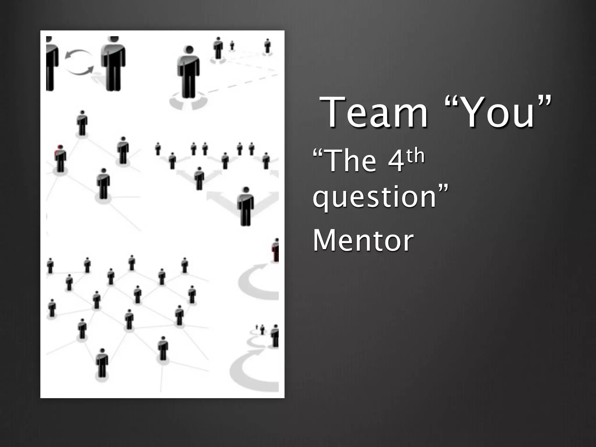 Team “You”
“The 4th
question”
Mentor
 