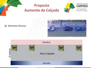  Elementos Técnicos
Quadras
Avenida
Nova Calçada
6metros
Proposta
Aumento da Calçada
 