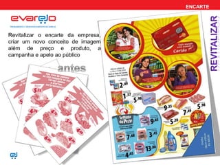 ENCARTE
Revitalizar o encarte da empresa,
criar um novo conceito de imagem
além de preço e produto, a
campanha e apelo ao público
 