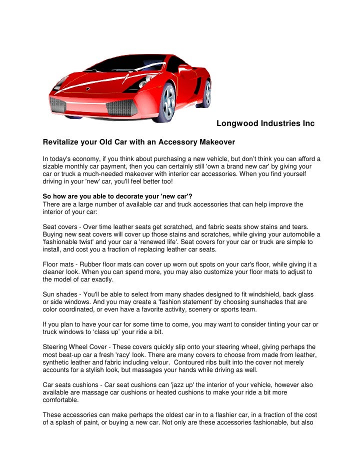 Longwood Industries Inc Revitalize Your Old Car With An Accessory Mak