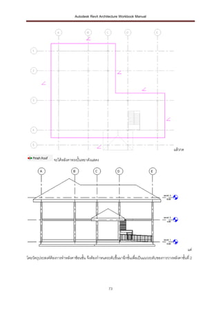 Autodesk Revit Architecture Workbook Manual




                                                                                                 แล้วกด
                 จะได้หลังคาทรงปั้นหยาดังแสดง




                                                                                                          แต่
โดยวัตถุประสงค์ต้องการทาหลังคาซ้อนชั้น จึงต้องกาหนดระดับขึนมาอีกชั้นเพื่อเป็นแนวระดับของการวางหลังคาชั้นที่ 2
                                                          ้




                                                      73
 