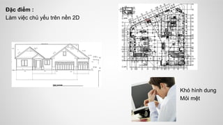 Đặc điểm :
Làm việc chủ yếu trên nền 2D
Khó hình dung
Mỏi mệt
 