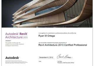 Revit architectural 2013 professional certificate