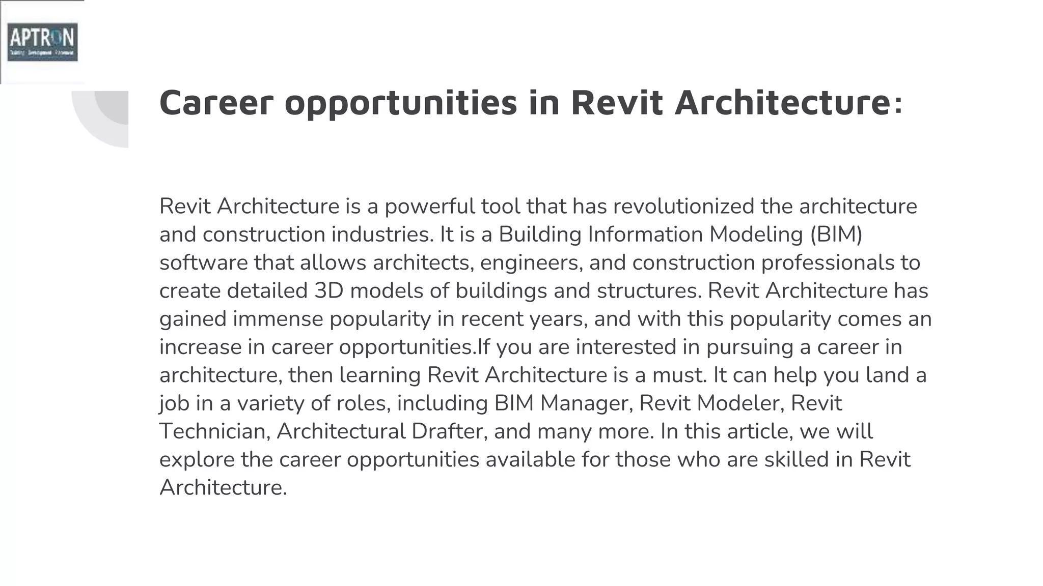 REVIT ARCHITECTURE TRAINING IN DELHI | PPT