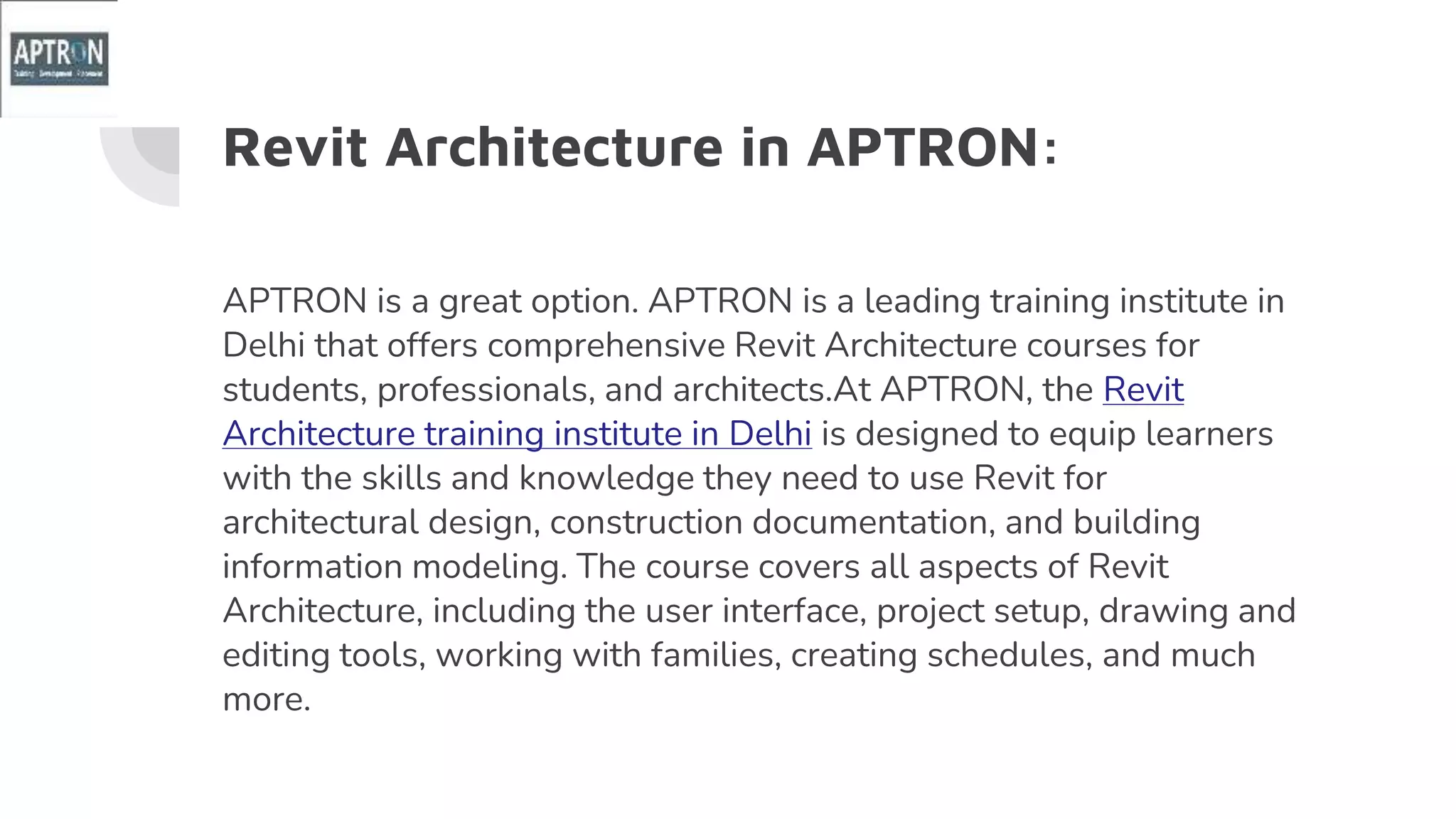 REVIT ARCHITECTURE TRAINING IN DELHI | PPT