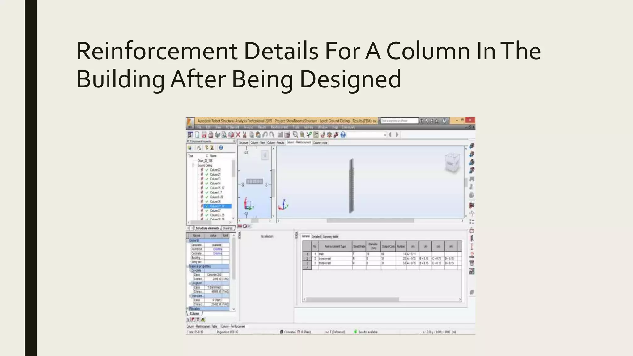Reinforcement Details For A Column InThe
Building After Being Designed