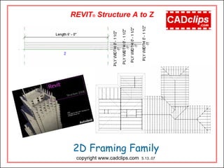 2D Framing Family
REVIT® Structure A to Z
copyright www.cadclips.com 5.13..07
 