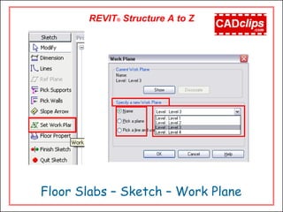 REVIT® Structure A to Z
Floor Slabs – Sketch – Work Plane
 