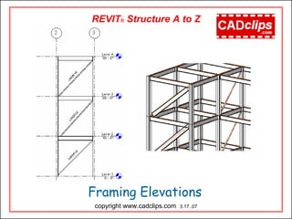 REVIT® Structure A to Z
Framing Elevations
copyright www.cadclips.com 3.17..07
 