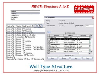 Wall Type Structure
copyright www.cadclips.com 4.15..07
REVIT® Structure A to Z
 