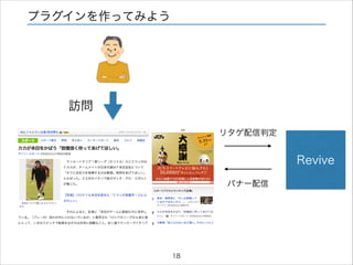 プラグインを作ってみよう

訪問
リタゲ配信判定

Revive
バナー配信

18

 