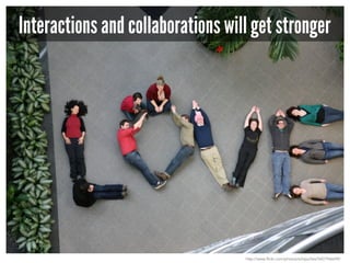 Interactions and collaborations will get stronger

http://www.flickr.com/photos/schipulites/5407946699/

 