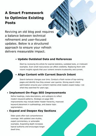Reviving Example Reviving Old Blog Posts with Smart SEO Optimization Strategies | PDF