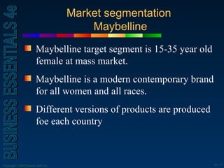 Market segmentation
                                          Maybelline
                         Maybelline target segmen...