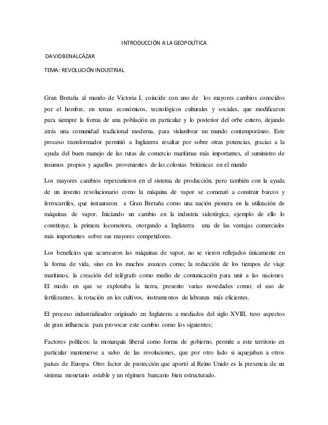 Ensayo Sobre La Revolucion Industrial