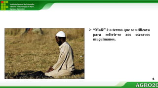 Instituto Federal de Educação,
ciências e Tecnologia do Pará
Campus Santarém
 “Malê” é o termo que se utilizava
para referir-se aos escravos
muçulmanos.
4
 