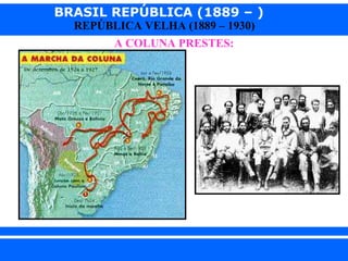 BRASIL REPÚBLICA (1889 – )
                REPÚBLICA VELHA (1889 – 1930)
                       A COLUNA PRESTES:




iair@ p op .com .b r                            Prof. Iair
 