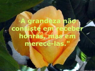 " A grandeza não consiste em receber honras, mas em merecê-las." 