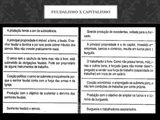 FEUDALISMO X CAPITALISMO
 