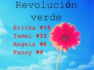 Revolución
verde
Ericka #15
Yamel #32
Angela #6
Fanny #9
 