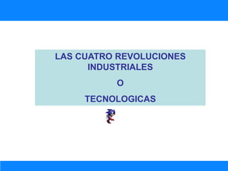 LAS CUATRO REVOLUCIONES
INDUSTRIALES
O
TECNOLOGICAS
 