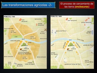 Las transformaciones agrícolas -2-Las transformaciones agrícolas -2- El proceso de cercamiento deEl proceso de cercamiento de
las tierra (las tierra (enclosuresenclosures))
 