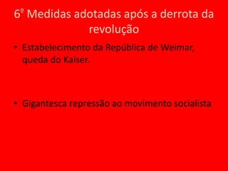 4º Estrutura de classes sociais- Maioria da população é proletariado industrial;- Classe média formada por intelectuais e pequenos burgueses;- Classe de grandes burgueses imperialistas;- Classe de grandes proprietários rurais;- Classe de trabalhadores rurais