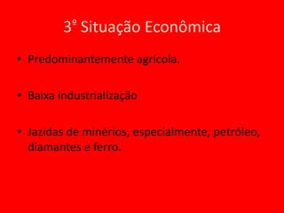 1º  Situação Mundial – Breve síntese dos principais acontecimentos do período.2º  Relação de Angola com as potências imperialistasGuerra fria 1948-1991Crise mundial do petróleo em 1973Revolução dos cravos em 1974 