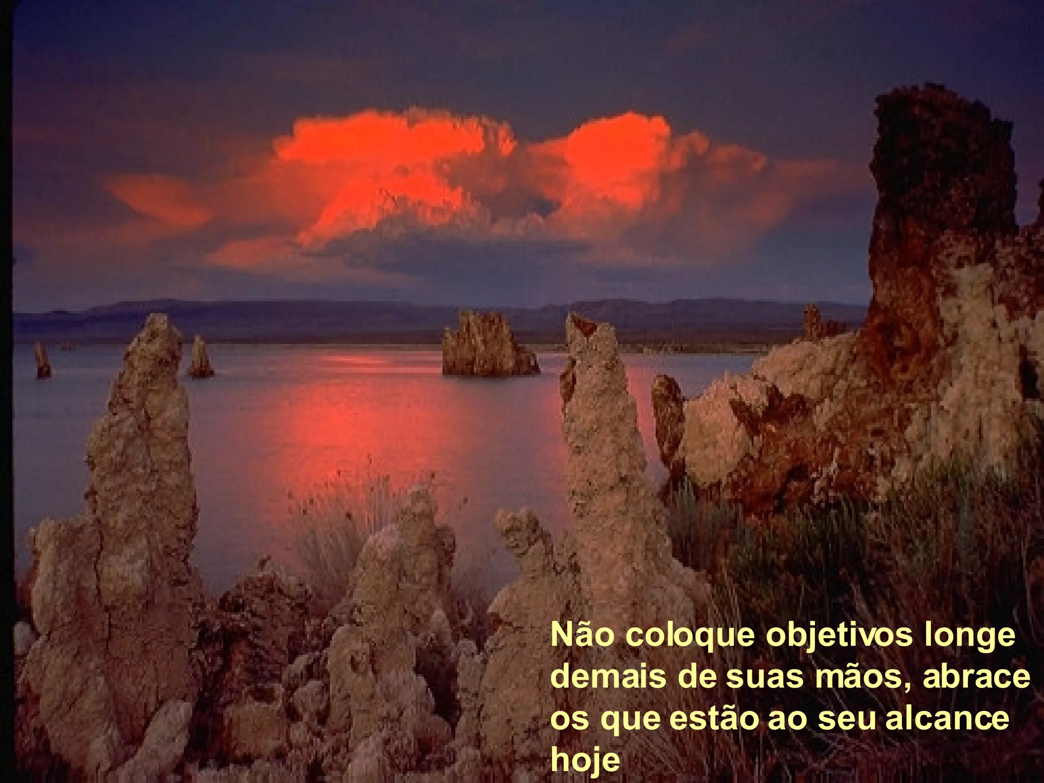 Não coloque objetivos longe demais de suas mãos, abrace os que estão ao seu alcance hoje 