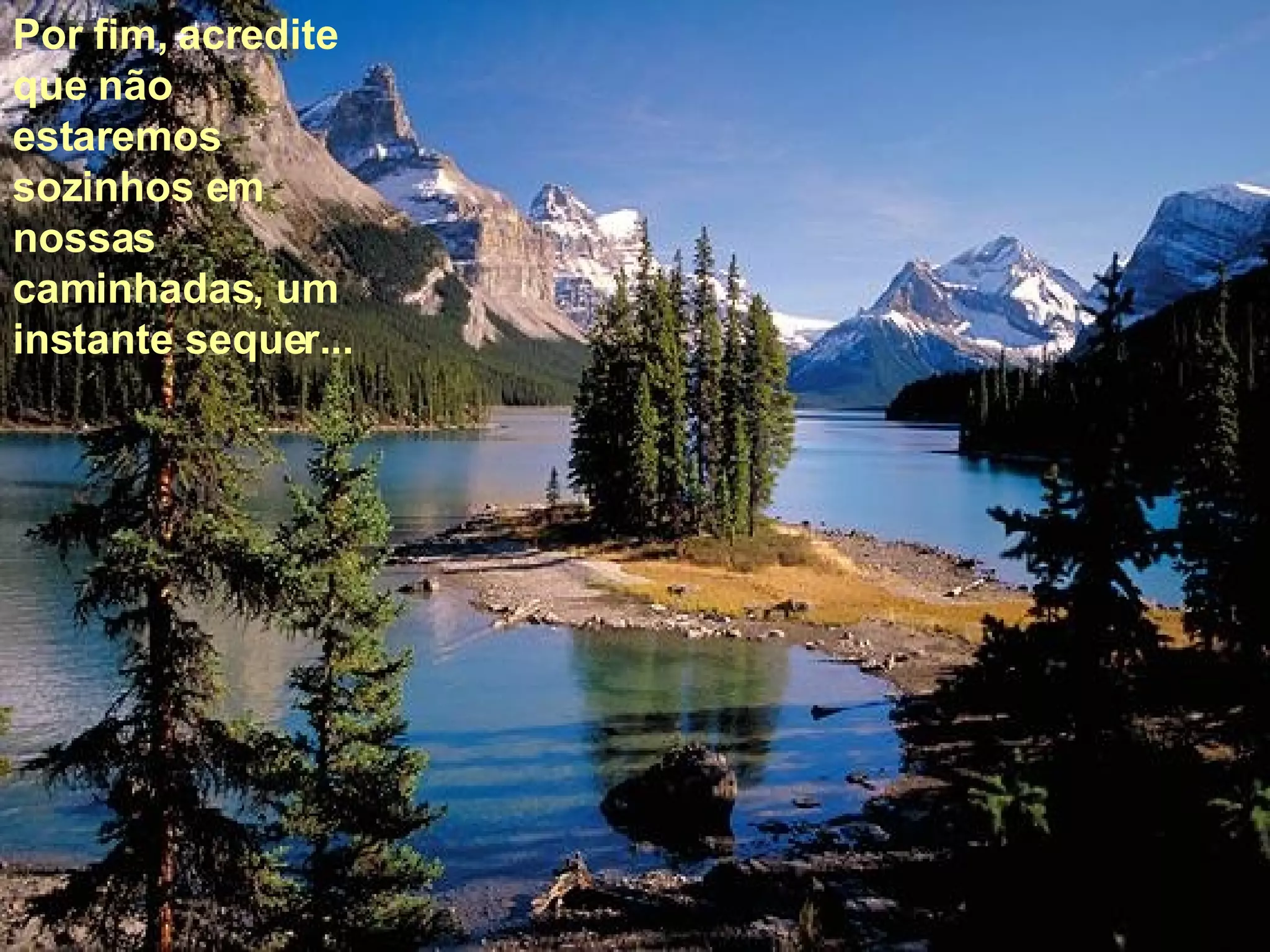 Por fim, acredite que não estaremos sozinhos em nossas caminhadas, um instante sequer... 