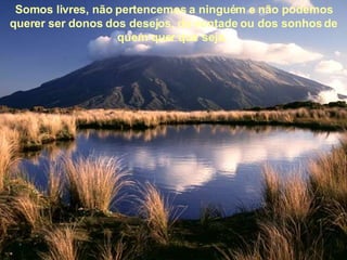 Somos livres, não pertencemos a ninguém e não podemos querer ser donos dos desejos, da vontade ou dos sonhos de quem quer que seja.  