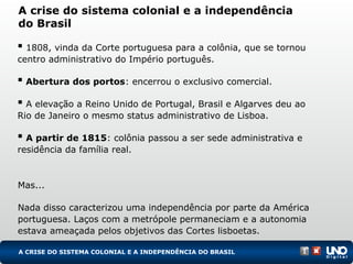 A Crise do Sistema Colonial e independencia | PPT