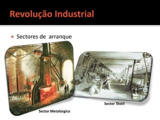  Sectores de arranque
Sector Têxtil
Sector Metalúrgico
 