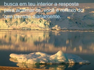 busca em teu interior a resposta para acalmar-te, você é reflexo do que pensas diariamente. 
