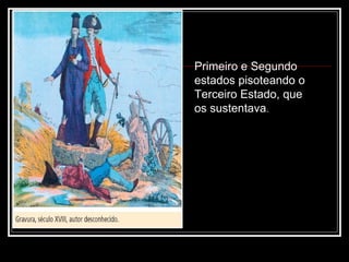 Primeiro e Segundo
estados pisoteando o
Terceiro Estado, que
os sustentava.
 